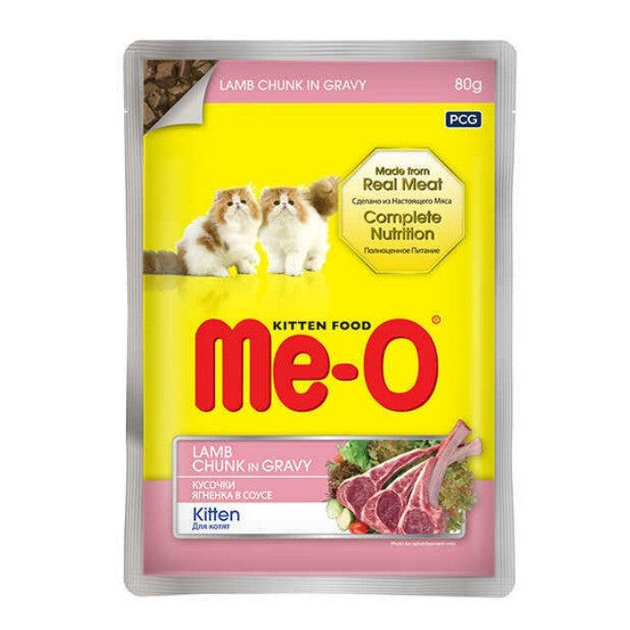Me-O Sos İçinde Kitten Parça Kuzu Etli Yavru Kedi Pouch 80gr