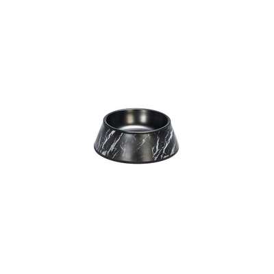 Beeztees DBL Köpek Mama Su Kabı, Mat Siyah Paslanmaz Çelik, Siyah Mermer Görünümlü, 14cm, 160ml