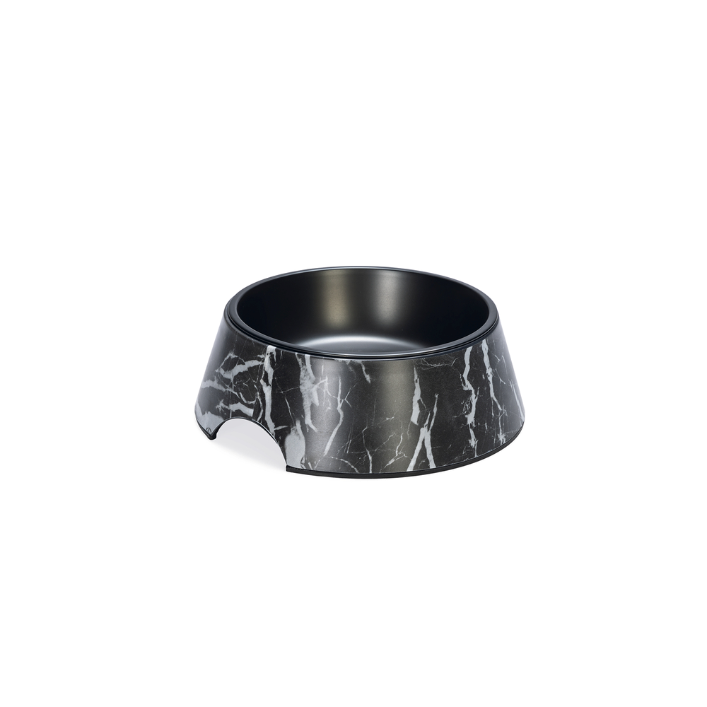 Beeztees DBL Köpek Mama Su Kabı, Mat Siyah Paslanmaz Çelik, Siyah Mermer Görünümlü, 22cm, 700ml