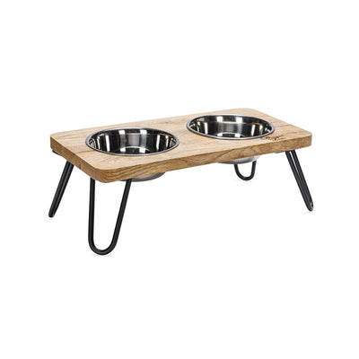 Beeztees DBL Kedi İkili Mama ve Su Kabı, Paslanmaz Çelik, Beyaz, 31x16x10cm, 2x350ml
