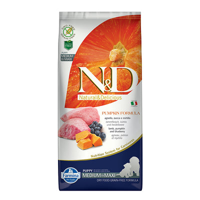 N&D Pumpkin Tahılsız Balkabaklı Kuzu Etli Yaban Mersinli 12 Kg Medium Maxi Yavru Kuru Köpek Maması