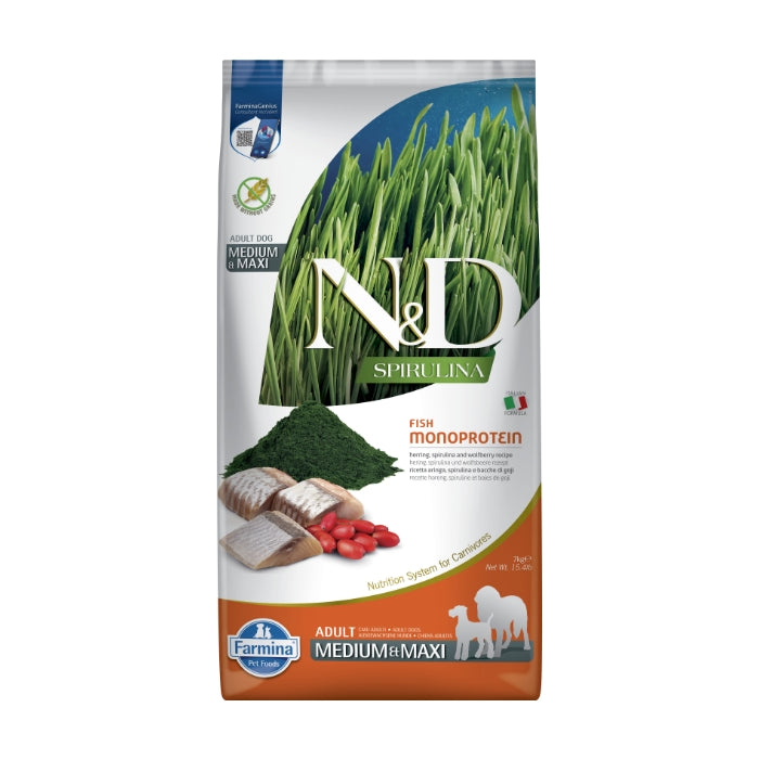 N&D Spirulina Ringa Balıklı 7 Kg Medium Maxi Yetişkin Kuru Köpek Maması