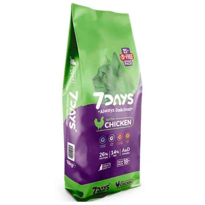 7 Days Tavuk Etli Yetişkin Kedi Maması 18 Kg