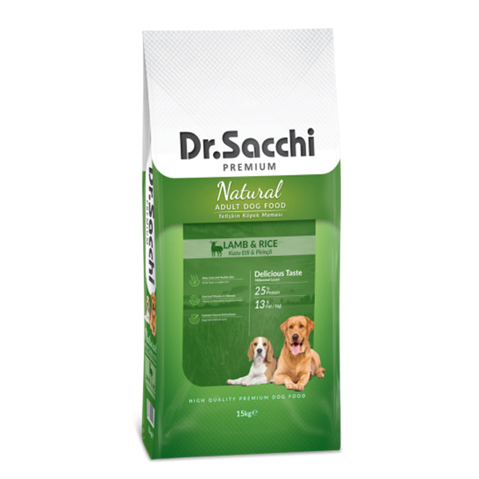 Dr.Sacchi Premium Natural Lamb&Rice Yetişkin Köpek Maması 15Kg