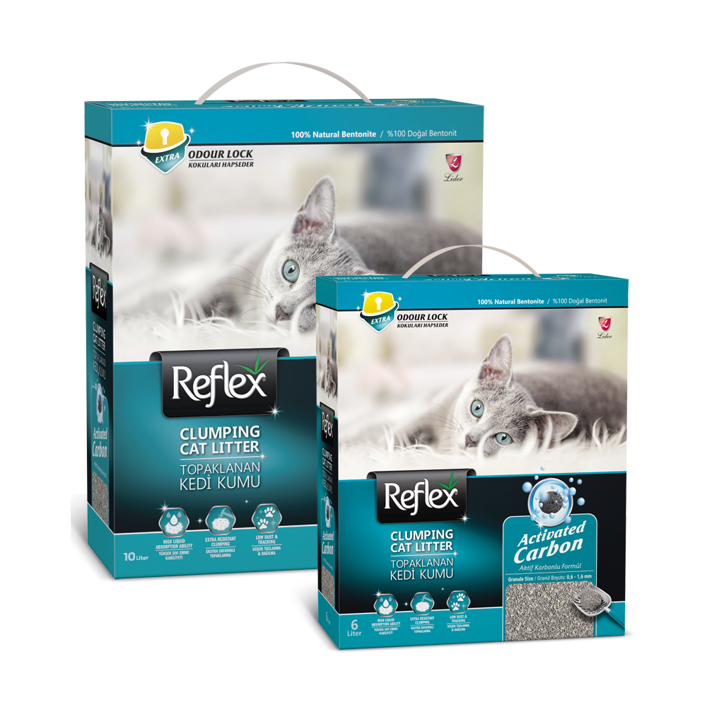 Reflex Active Carbon (Aktif Karbon) Topaklanan Kedi Kumu Turkuaz 10L