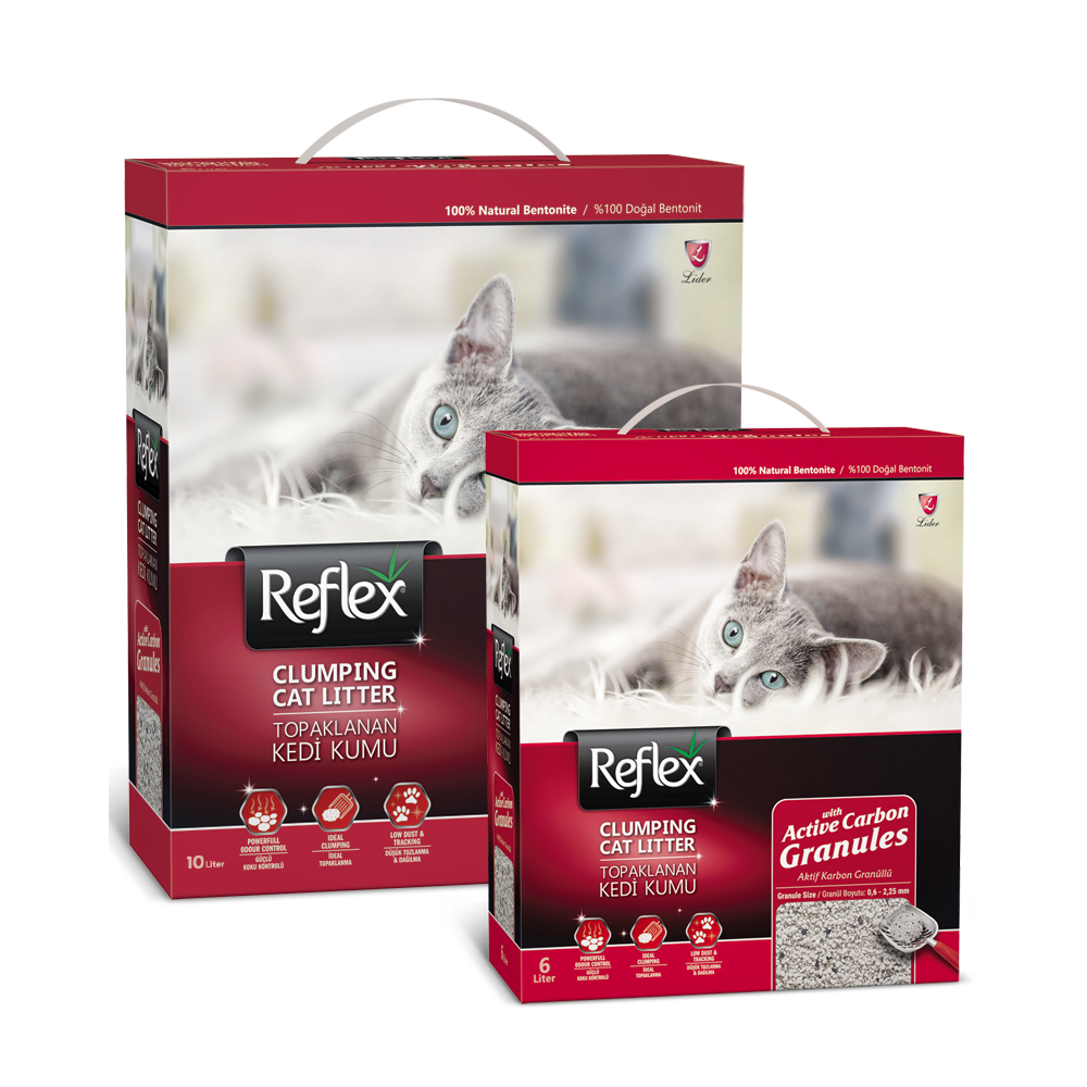 Reflex Active Carbon Granules (Aktif Karbon) Topaklanan Kedi Kumu Kırmızı 10L