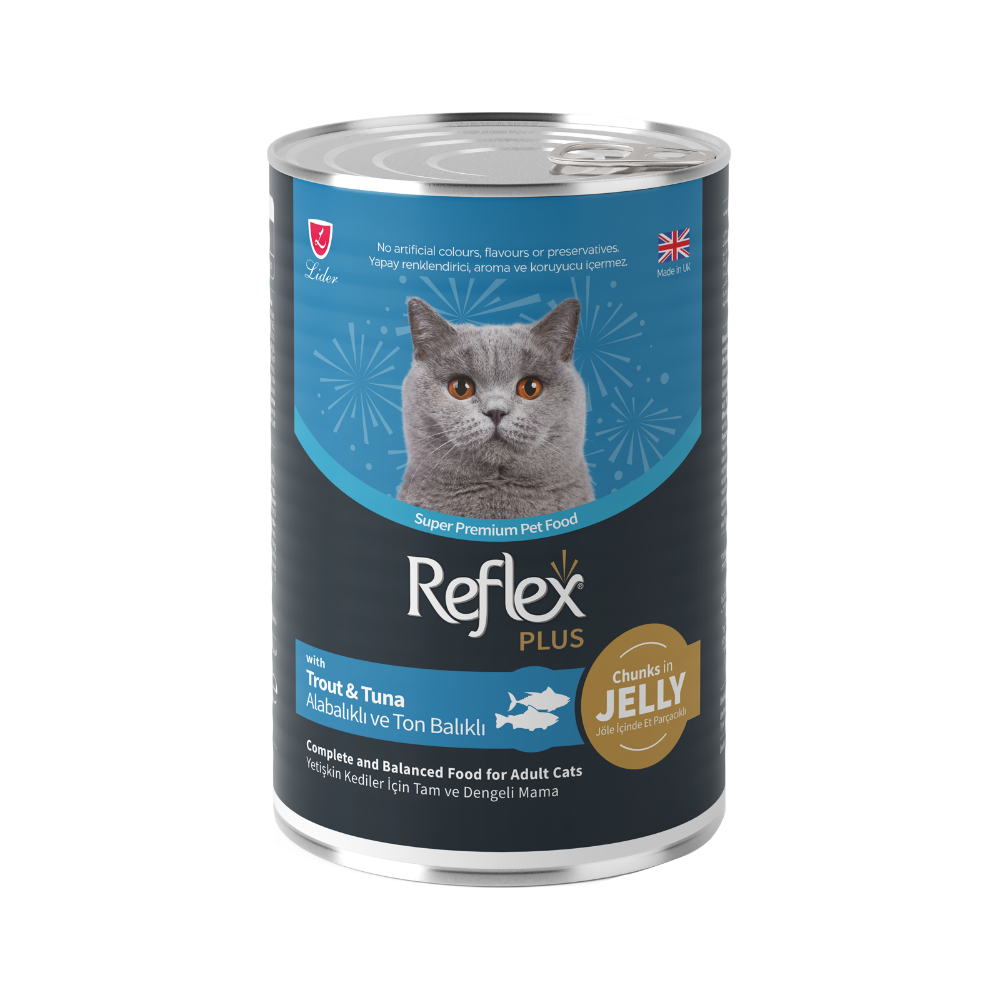 Reflex Plus Jöle İçinde Et Parçacıklı Alabalıklı Ve Ton Balıklı Yetişkin Kedi Maması 400gr
