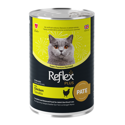 Reflex Plus Pate İçinde Et Parçacıklı Tavuklu Kısırlaştırılmış Kedi Maması 395gr