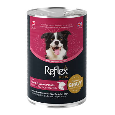 Reflex Plus Sos İçinde Et Parçacıklı Kuzu Etli Ve Tatlı Patatesli Yetişkin Köpek Maması 400gr