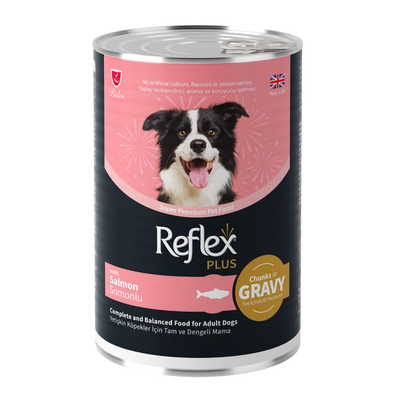 Reflex Plus Sos İçinde Et Parçacıklı Somonlu Yetişkin Köpek Maması 400gr