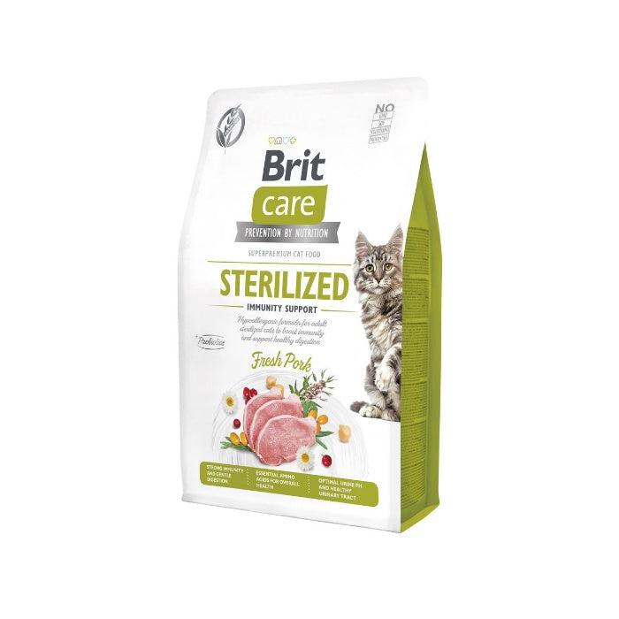 Brit Care Hipoalerjenik Bağışıklık Desteği için Domuzlu Tahılsız Kısırlaştırılmış Kedi Maması 2 Kg