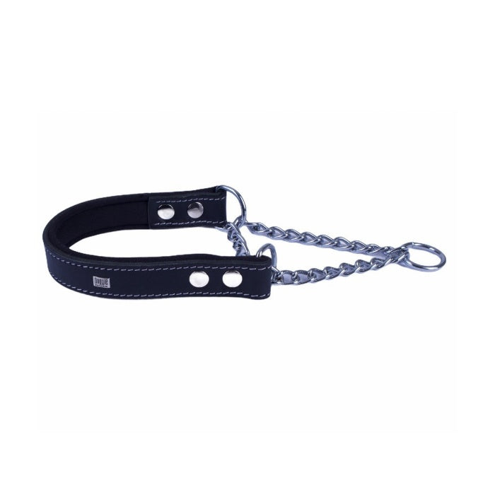 Doggie Konfor Deri Zincirli Boğma Tasma Siyah 2,5X40-50Cm