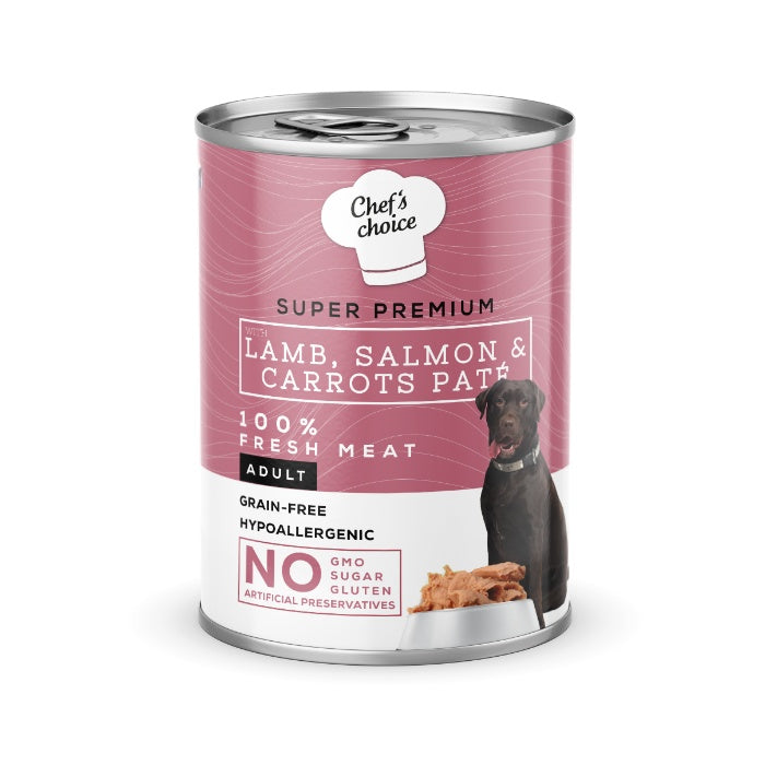 Chefs Choice Pate Kuzu Somon Havuçlu Tahılsız Köpek Yaş Maması 400 Gr