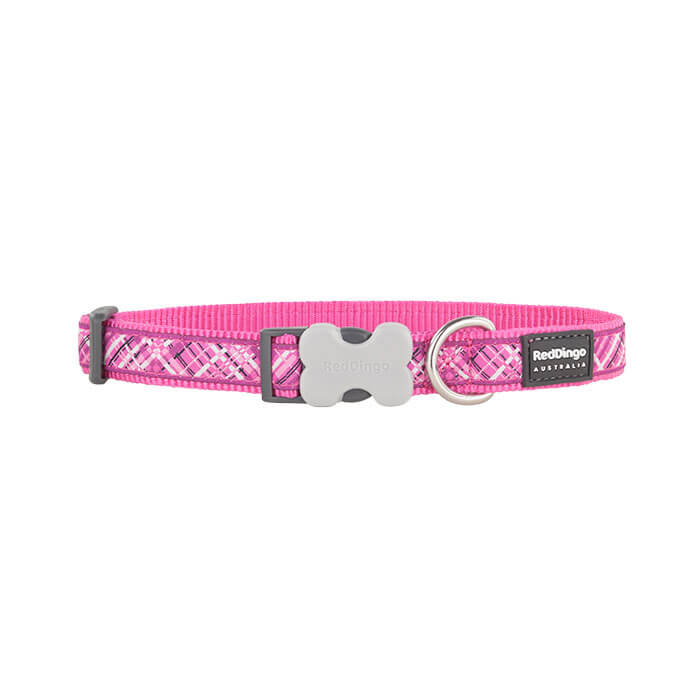 Reddingo Flanno Desenli Pembe Köpek Boyun Tasması 25mm