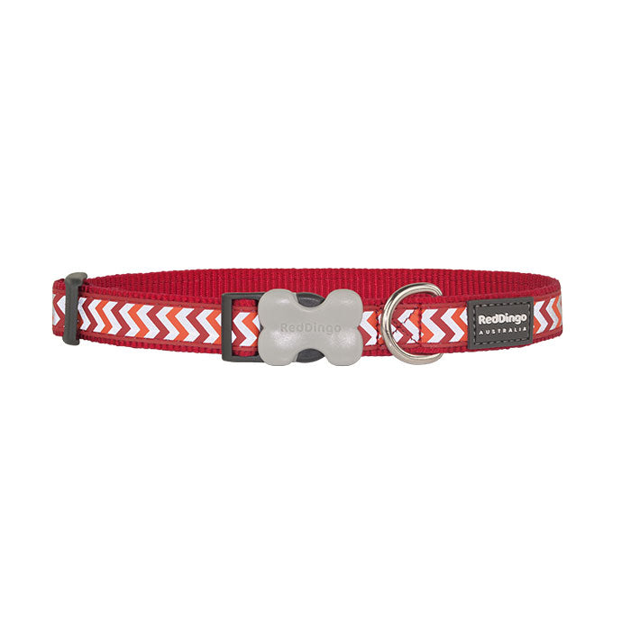 Reddingo Fosforlu Ziggy Desenli Kırmızı Köpek Boyun Tasması 15mm