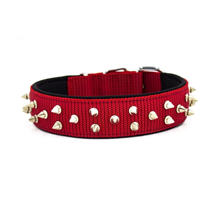Doggie Konfor Dokuma Bol Çivili Boyun Tasması Kırmızı 4X52-60Cm