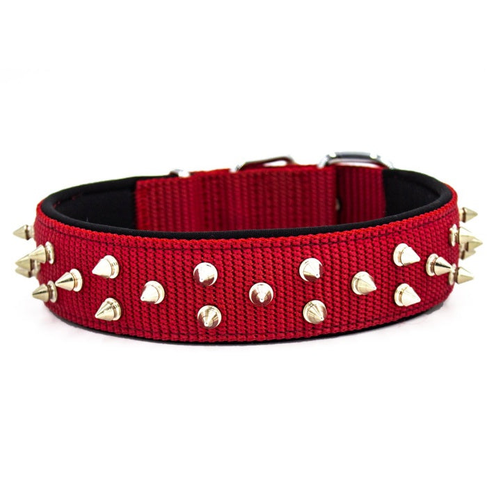 Doggie Konfor Dokuma Bol Çivili Boyun Tasması Kırmızı 4X47-55Cm