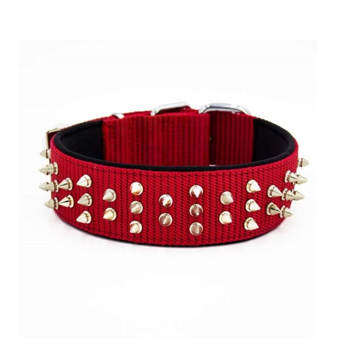 Doggie Konfor Dokuma Bol Çivili Boyun Tasması Kırmızı 5X55-65Cm