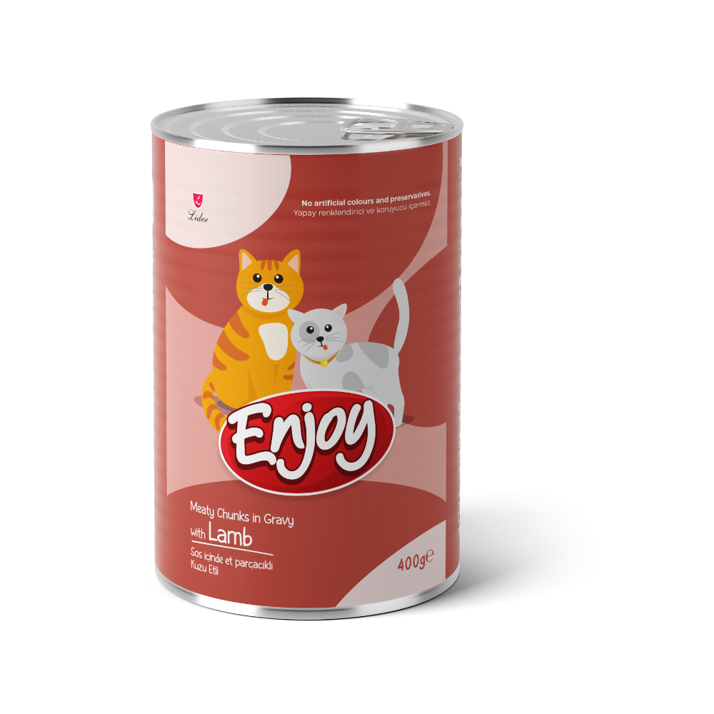 Enjoy Konserve Sos İçinde Et Parçacıklı Kuzu Etli Yetişkin Kedi Maması 400 G