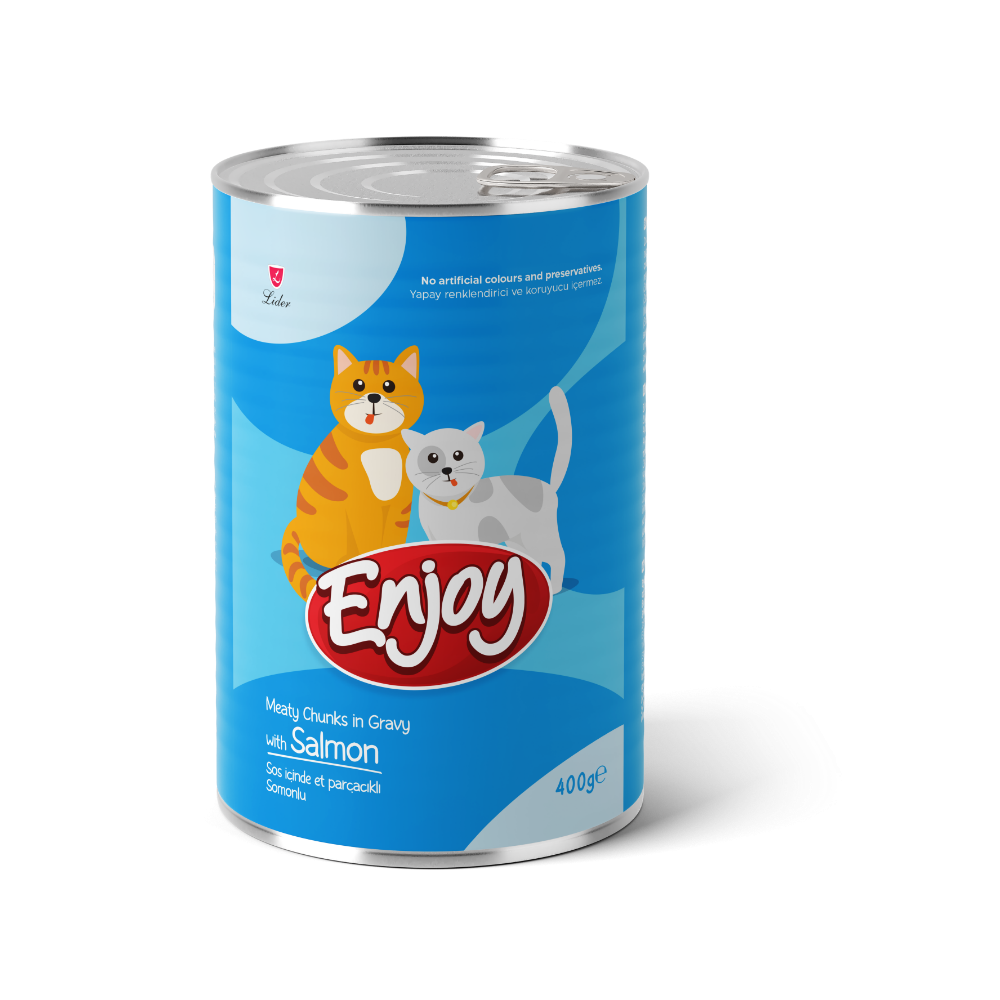 Enjoy Konserve Sos İçinde Et Parçacıklı Somonlu Yetişkin Kedi Maması 400 G