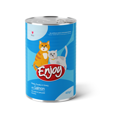 Enjoy Konserve Sos İçinde Et Parçacıklı Somonlu Yetişkin Kedi Maması 400 G