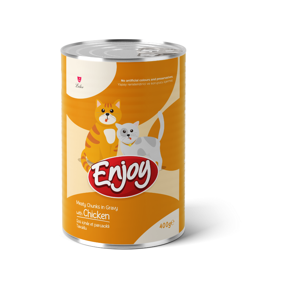 Enjoy Konserve Sos İçinde Et Parçacıklı Tavuklu Yetişkin Kedi Maması 400 G