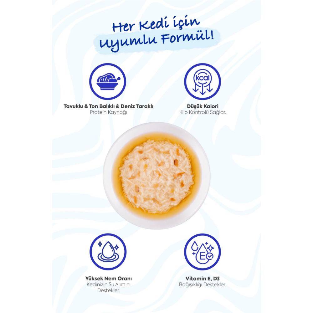 Inaba Ciao Dashi Delights Tavuk & Ton Balığı ve Deniz Taraklı Kedi Çorbası 70 Gr