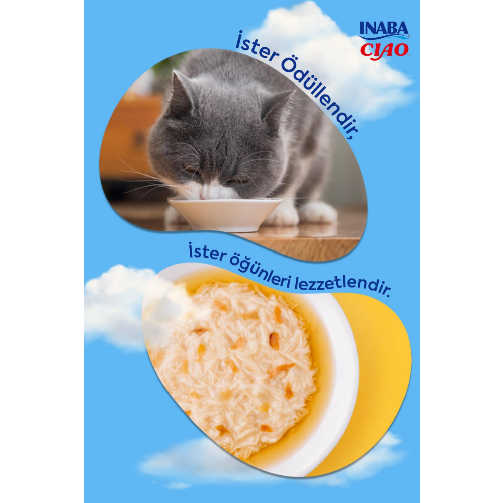 Inaba Ciao Dashi Delights Tavuk & Ton Balığı ve Deniz Taraklı Kedi Çorbası 70 Gr