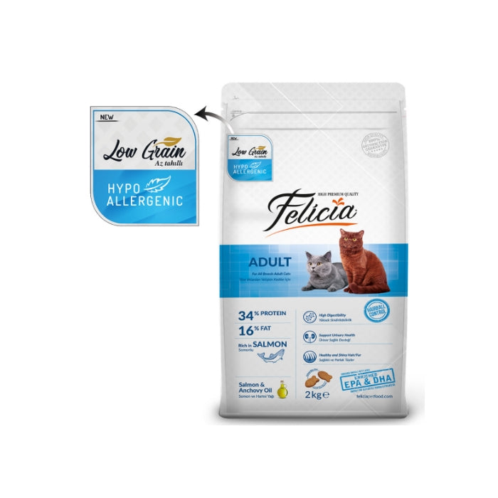 Felicia Az Tahıllı 2 Kg Yetişkin Somonlu HypoAllergenic Kedi Maması