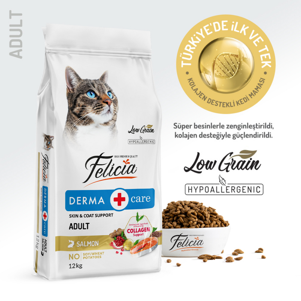 Felicia Az Tahıllı 12 Kg Yetişkin Somonlu HypoAllergenic Kedi Maması