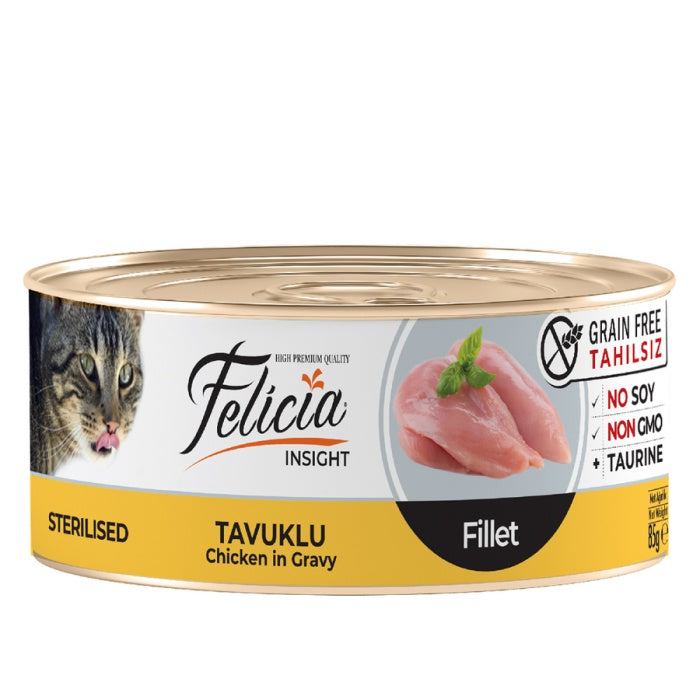 Felicia Tahılsız Kısırlaştırılmış Tavuklu Fileto Yaş Kedi Maması 85gr
