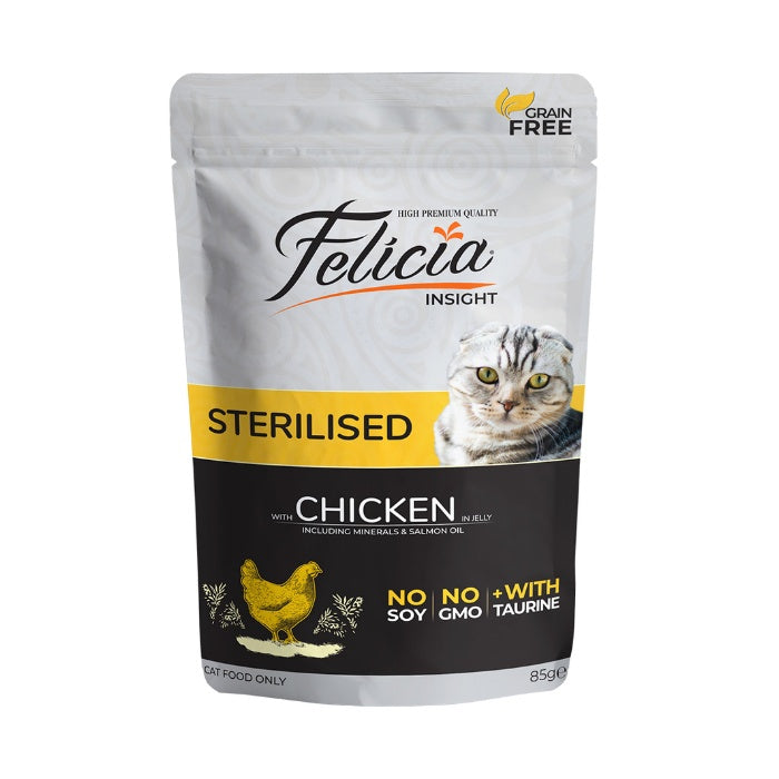 Felicia Tahılsız Sterilised Tavuklu Yaş Kedi Maması Pouch 85gr