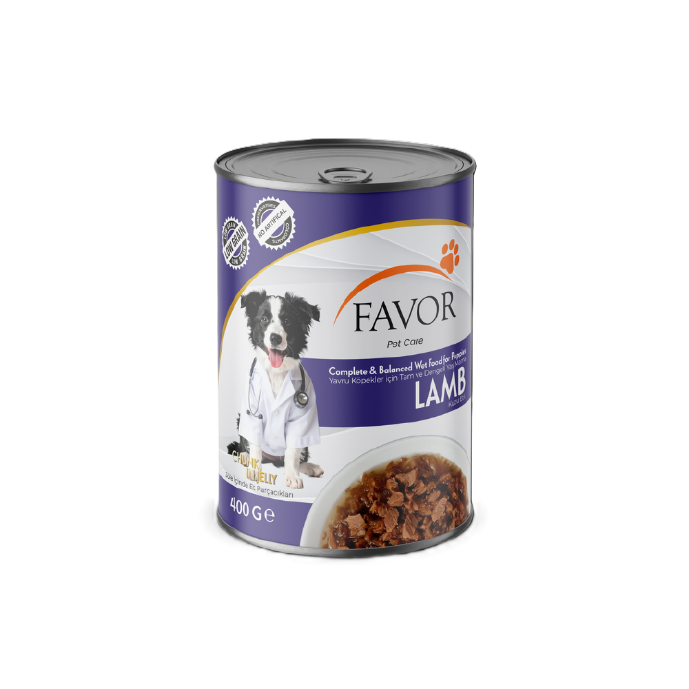 Favor Kuzulu Yavru Köpek Maması Konservesi 400Gr