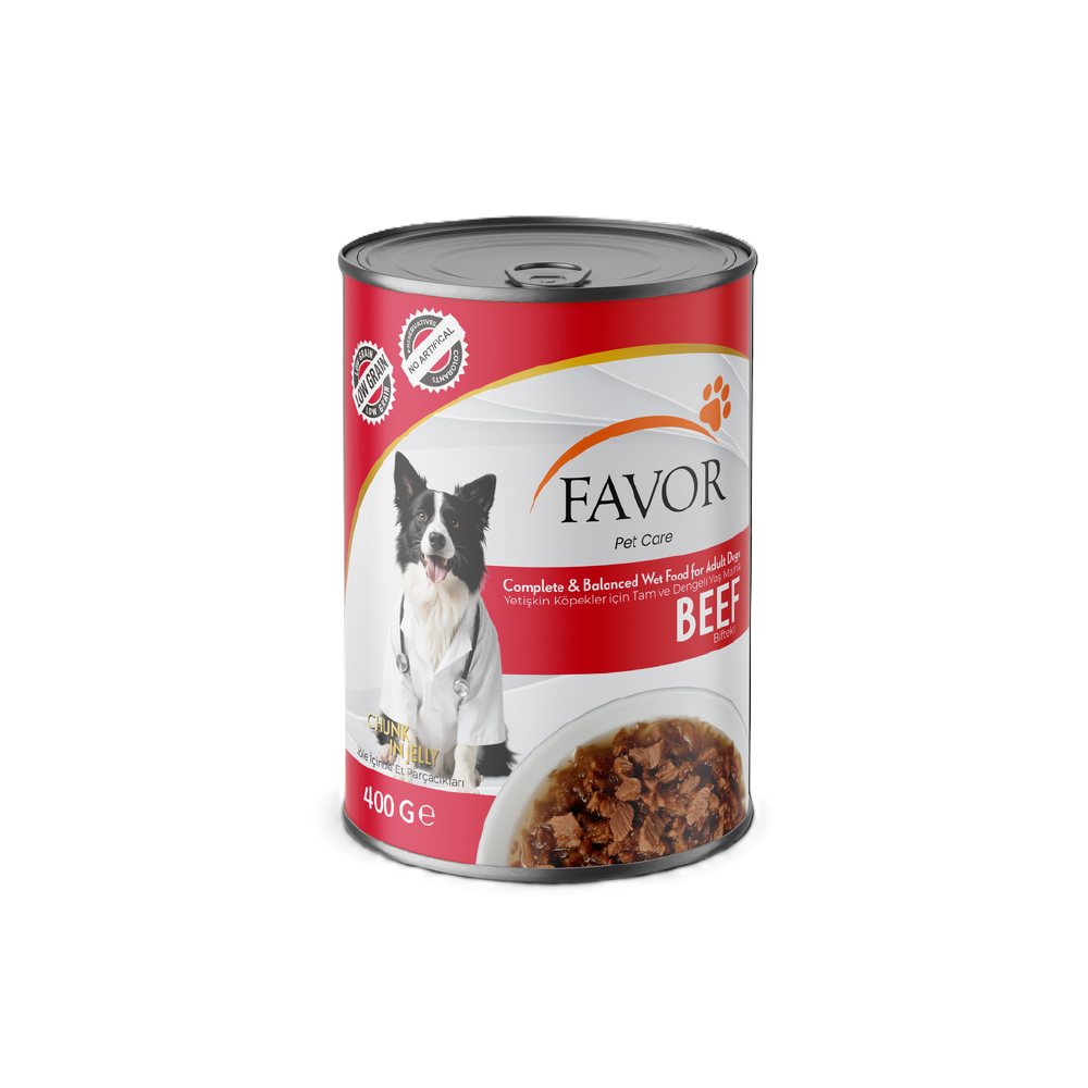 Favor Biftekli Yetişkin Köpek Maması Konservesi 400Gr