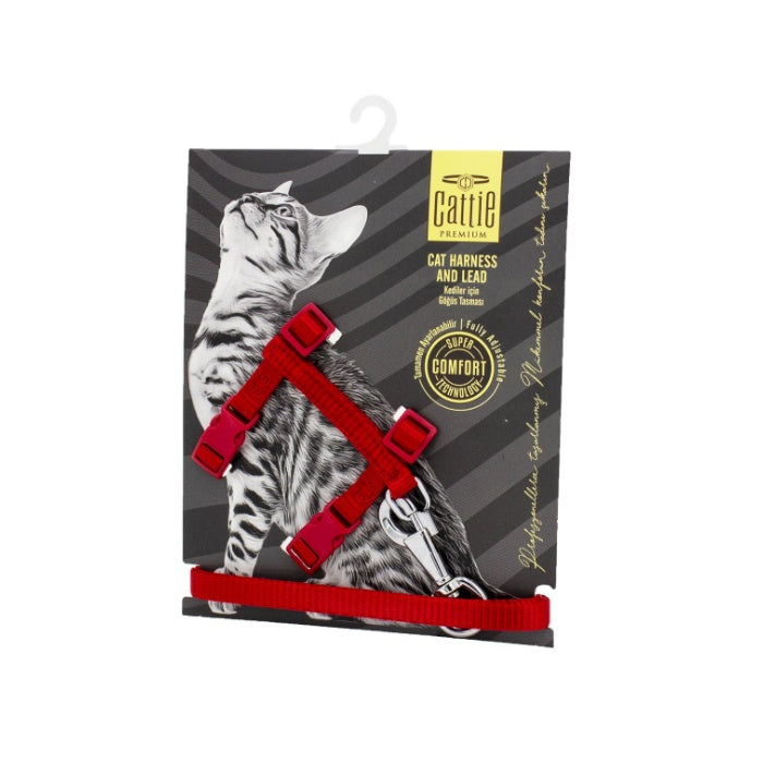 Cattie Kedi Göğüs & Gezdirme Takımı Kırmızı 1X25-40Cm