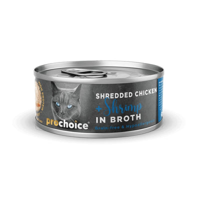 Prochoice Shredded, Tahılsız, Hipoalerjenik, Tiftiklenmiş Tavuk Etli Ve Karidesli Yaş Kedi Maması 70 gr