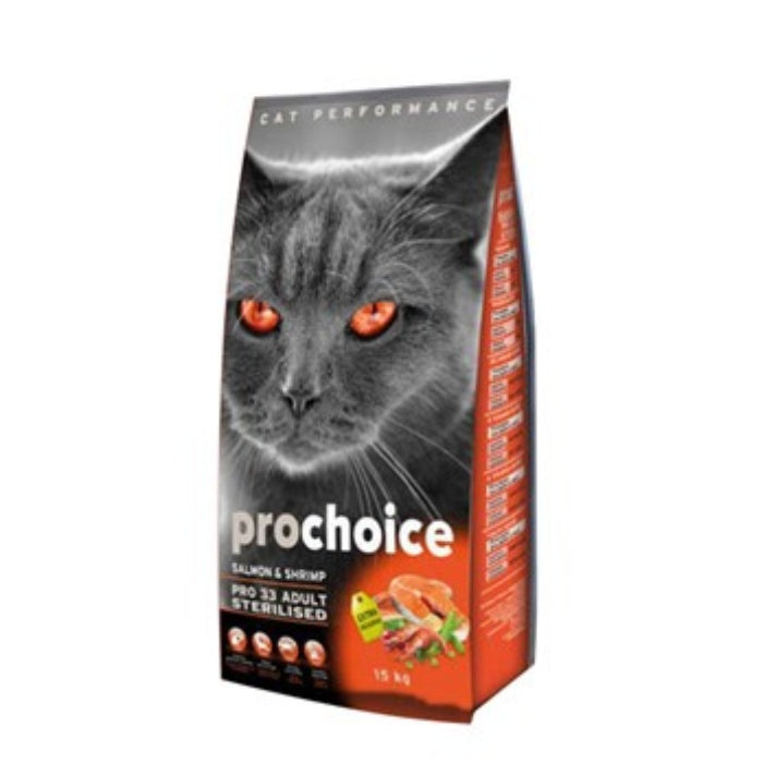 PROCHOICE Kısırlaştırılmış Somon Karidesli Yetişkin Kedi Maması 15 Kg