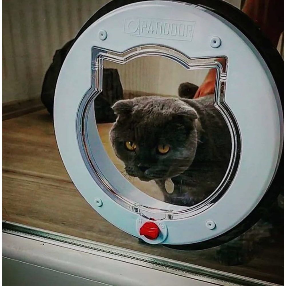 Patidoor Kedi Köpek Kapısı, 4 Yönlü Kilit Sistemli Beyaz