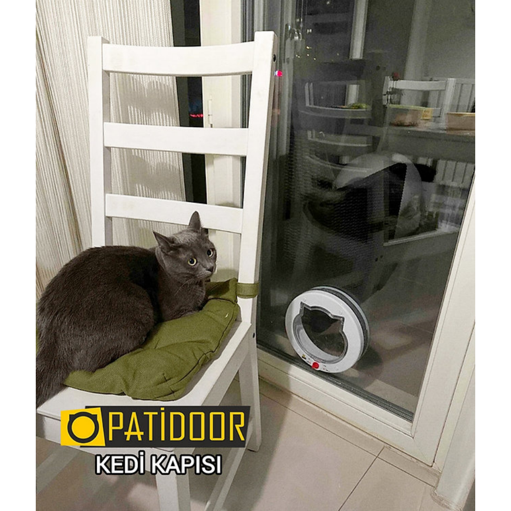 Patidoor Kedi Köpek Kapısı, 4 Yönlü Kilit Sistemli Beyaz