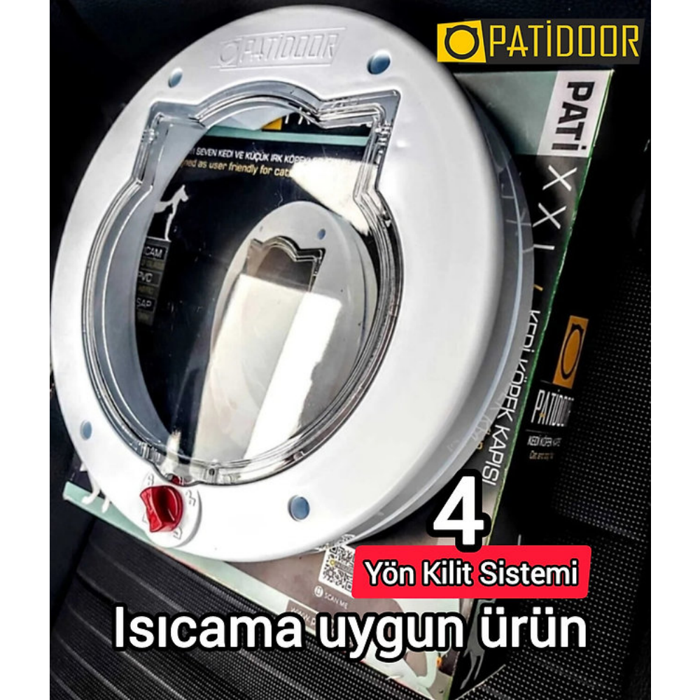 Patidoor Kedi Köpek Kapısı, 4 Yönlü Kilit Sistemli Beyaz