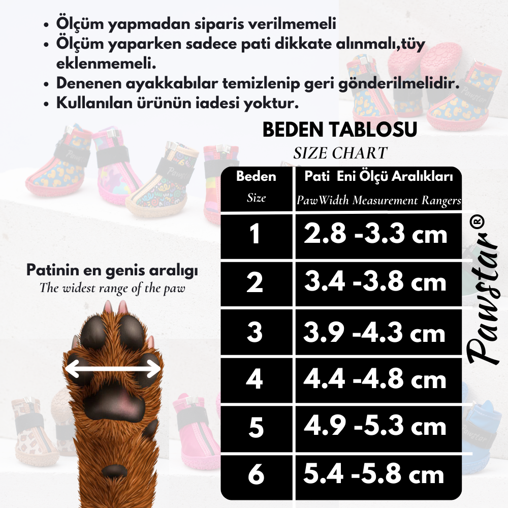 PawStar Ferrara Köpek Ayakkabısı Size:3