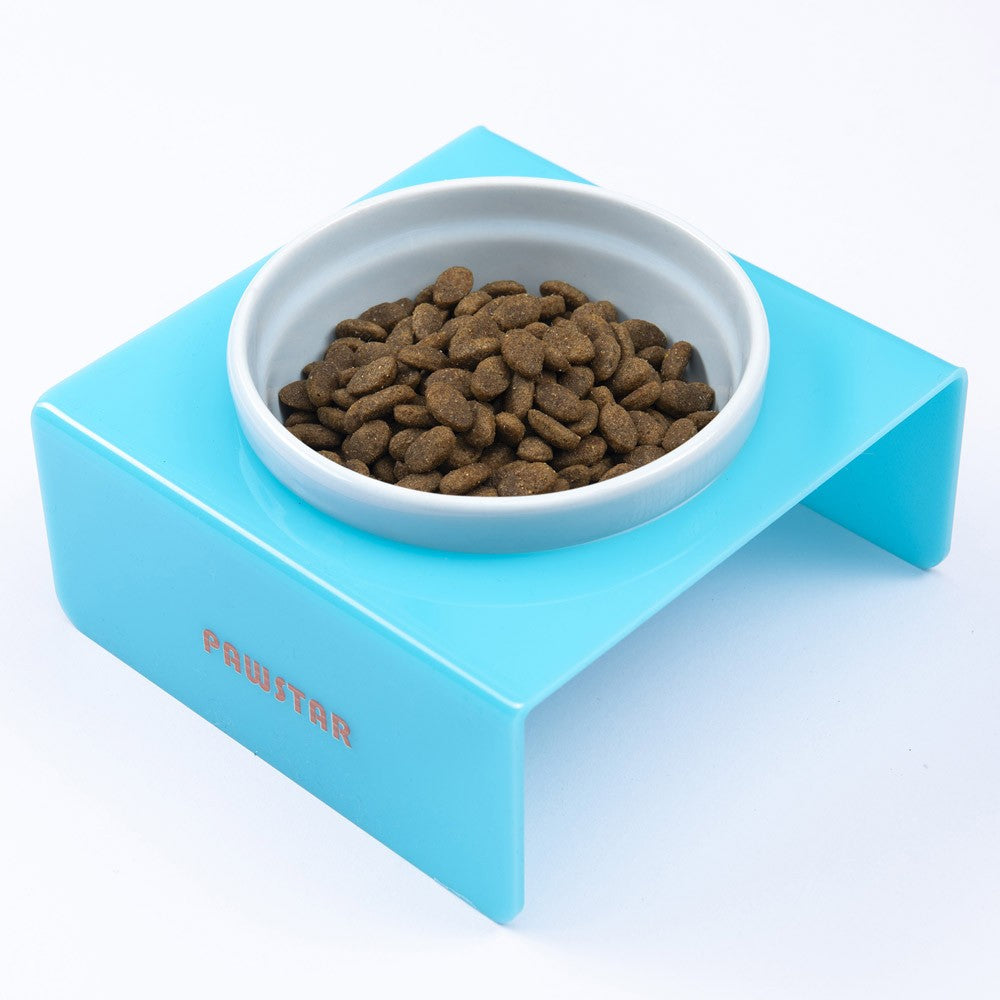 PawStar Turkuaz Tekli Seramik-Pleksi Mama ve Su Kabı