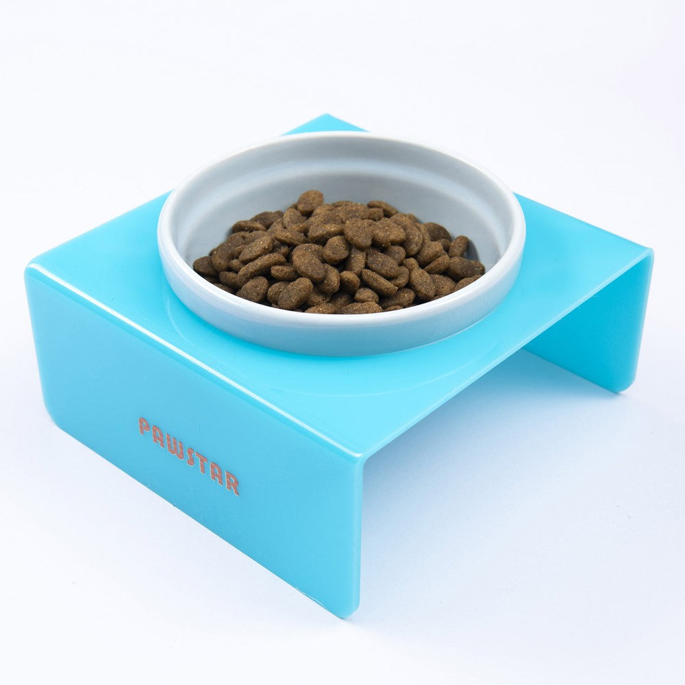 PawStar Turkuaz Tekli Seramik-Pleksi Mama ve Su Kabı