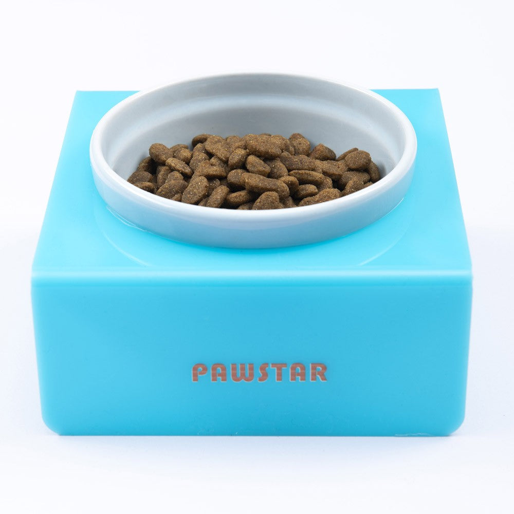 PawStar Turkuaz Tekli Seramik-Pleksi Mama ve Su Kabı