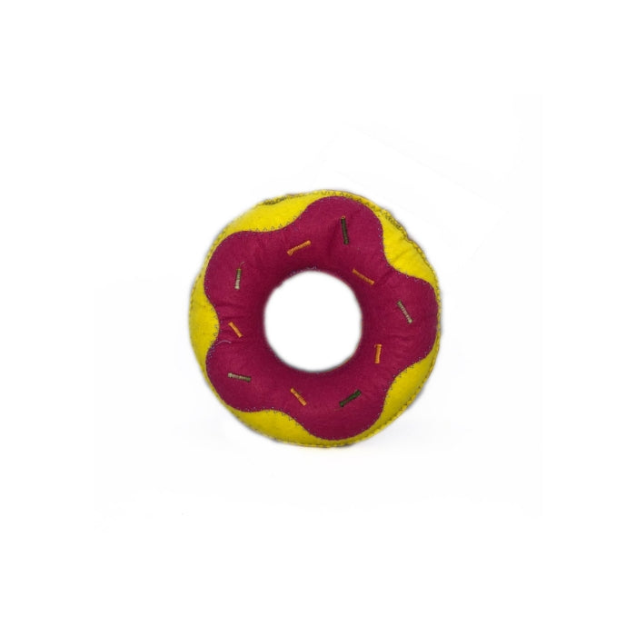 Nefes Kedi Kedi Oyuncağı Donut Sarı-Kırmızı çap 13cm