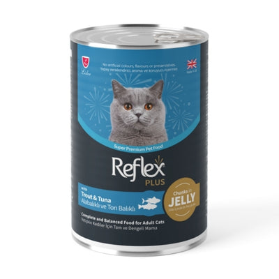 Reflex Plus Jöle İçinde Et Parçacıklı Alabalıklı Ve Ton Balıklı Yetişkin Kedi Maması 400gr