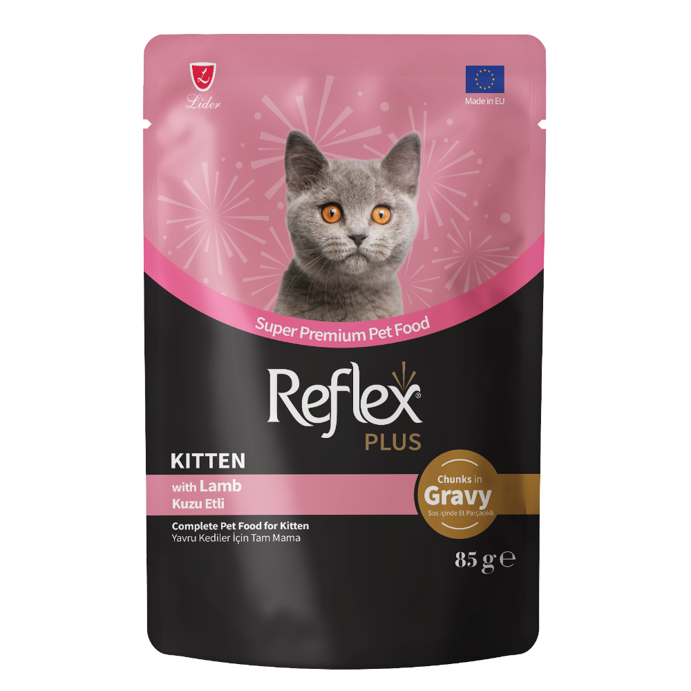 Reflex Plus Pouch Sos İçinde Et Parçacıklı Kuzu Etli Yavru Kedi Maması 85 G