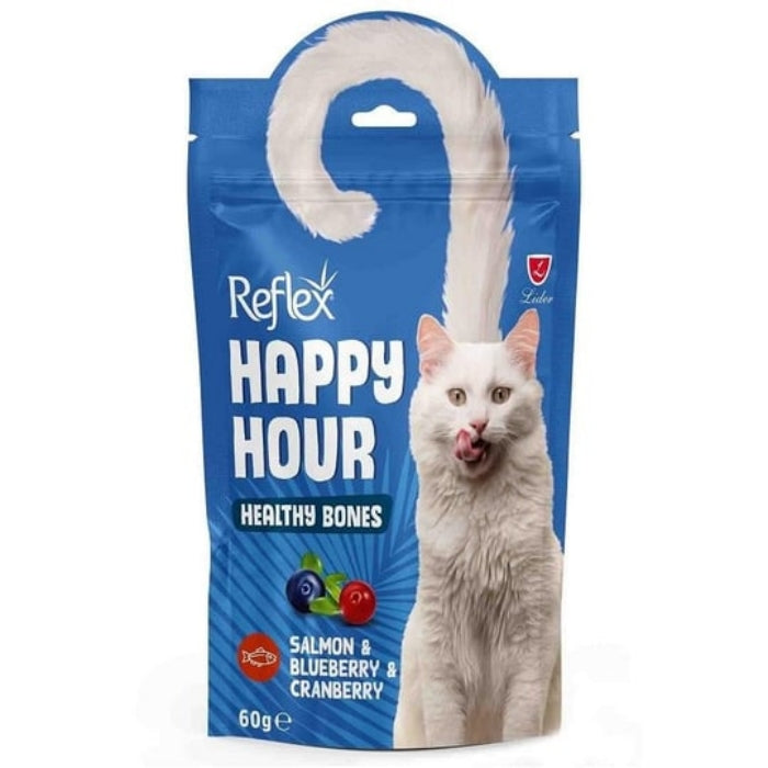Reflex Happy Hour Healthy Bones Somonlu ve Yaban Mersinli Yetişkin Kedi Ödülü 60gr