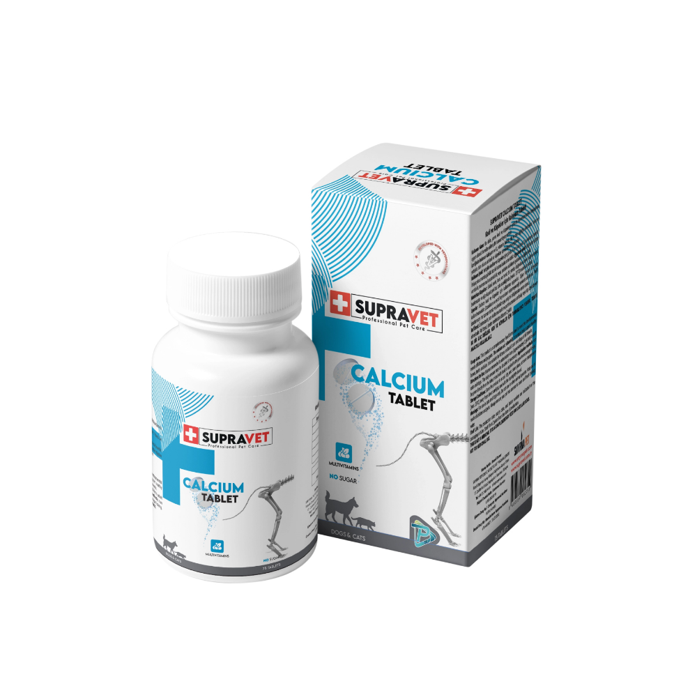 SupraVet Calcium Kedi ve Köpekler İçin Kalsiyum Tablet 75 Adet
