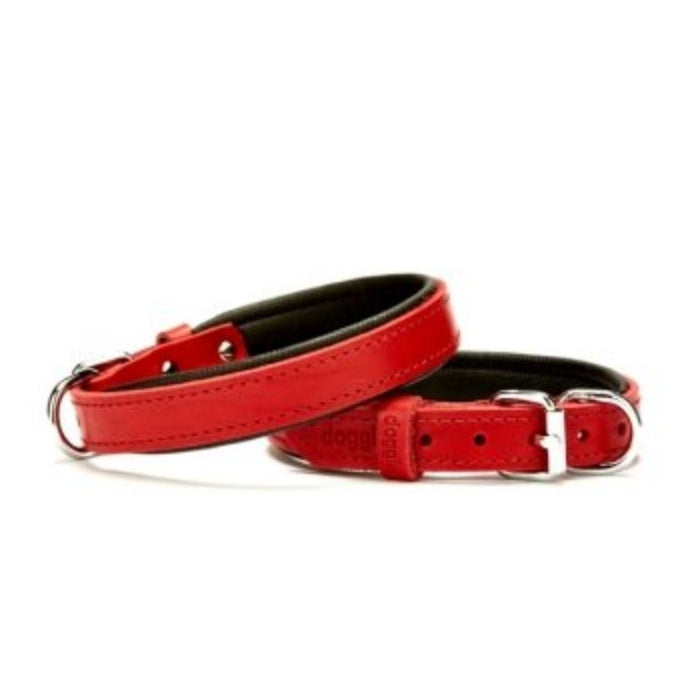 Doggie Konfor Deri Boyun Tasması Kırmızı 2X35-40Cm